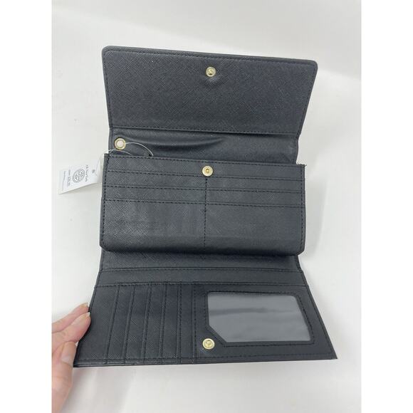 AR NEW YORK Wristlet Wallet Tan And Black Floral New - Picture 5 of 7